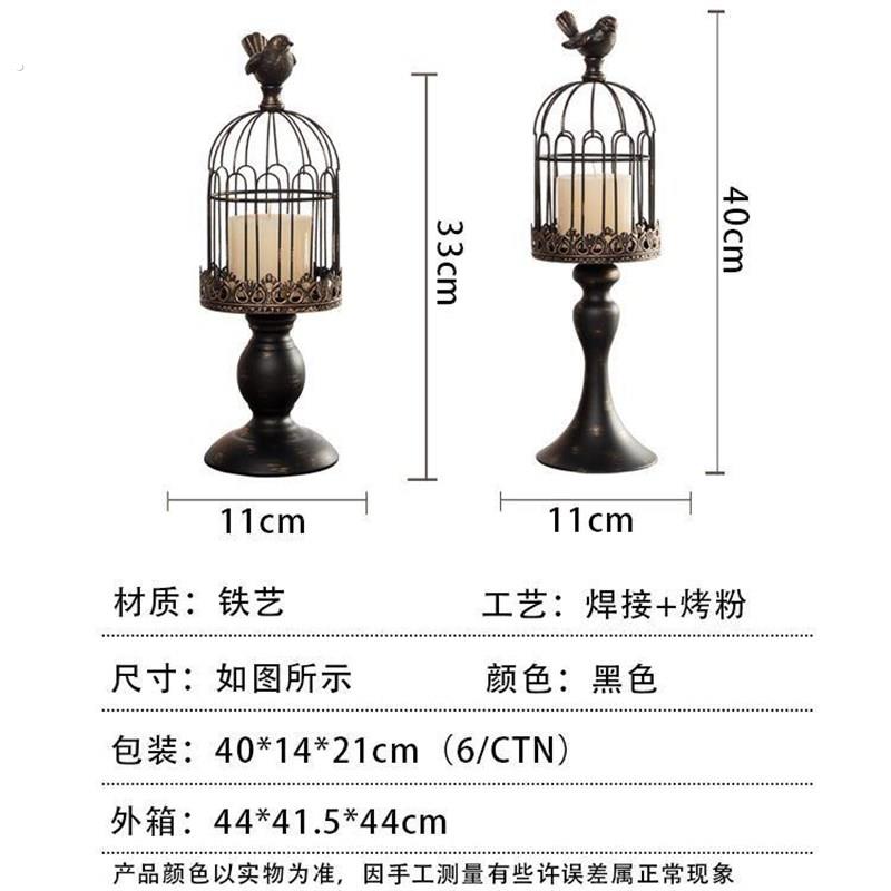 欧式鸟笼烛台铁艺摆件浪漫婚庆装饰道具美式复古烛台酒店餐厅摆设图片