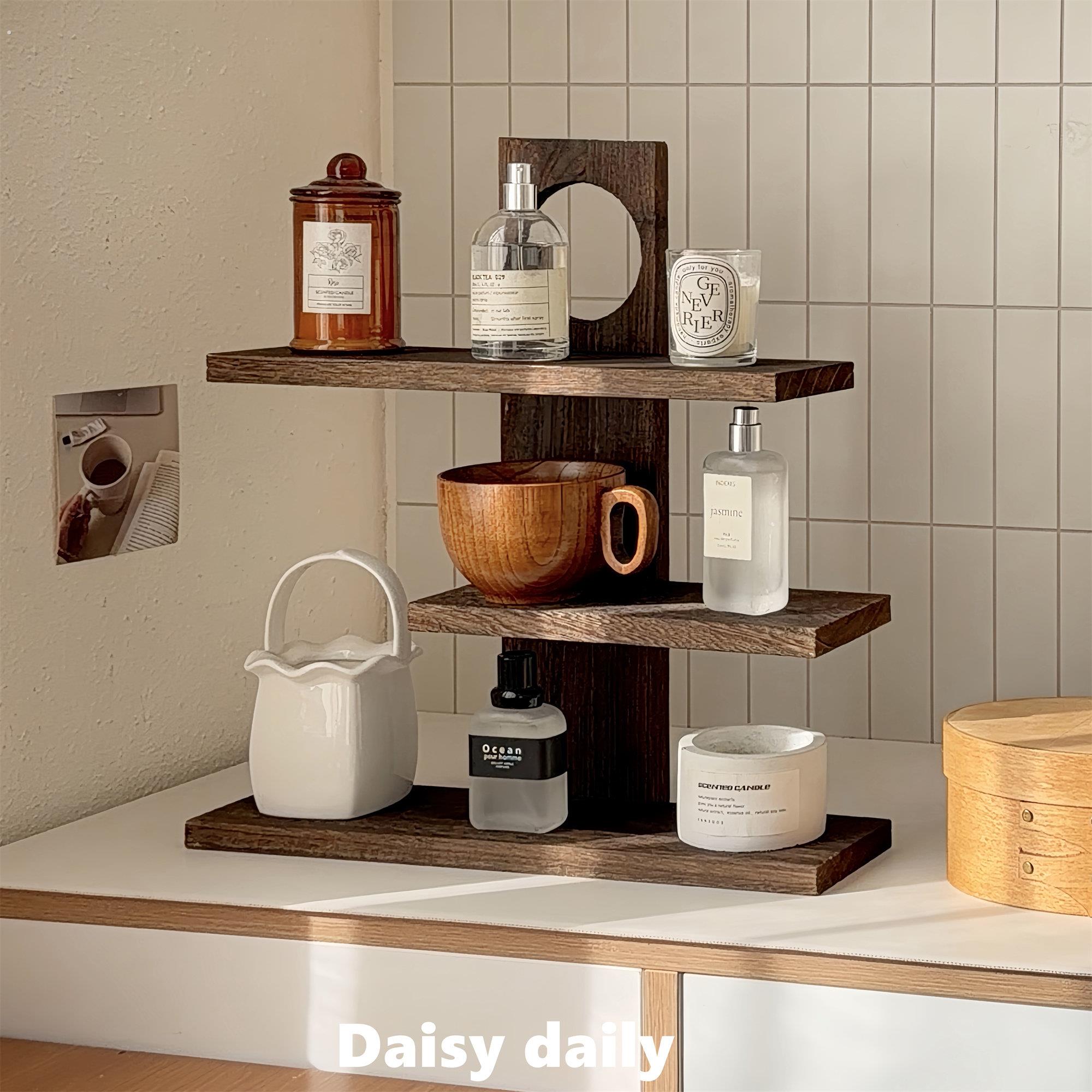 中古风木质咖啡角布置桌面手冲咖啡器具杯子收纳置物架杯架架子