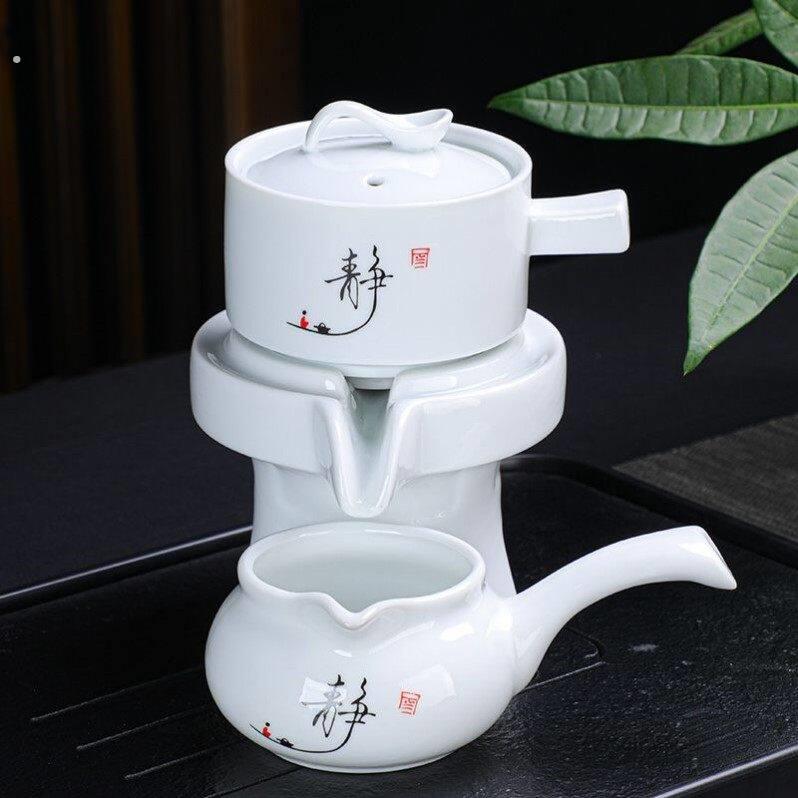 懒人半全自动创意石磨旋转出水功夫泡茶器茶具套装家用陶瓷茶壶