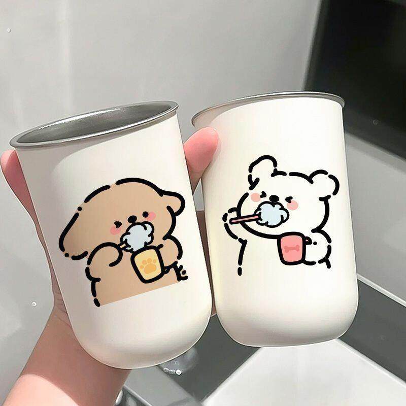 2只装304不锈钢漱口杯一对防霉家用刷牙杯子牙缸可爱牙刷杯情侣款