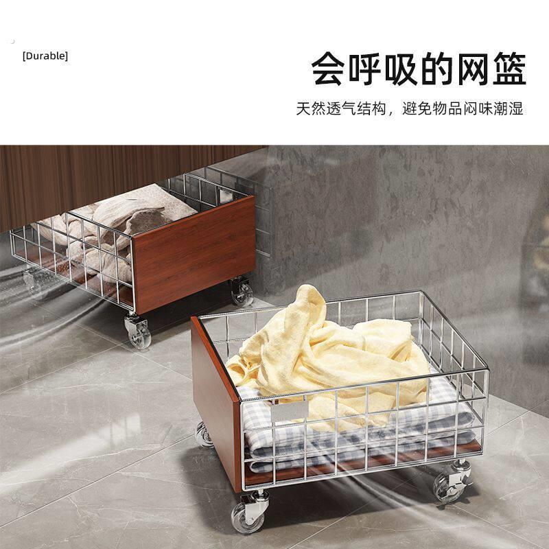 中古风带轮脏衣篮多功能脏衣篓小推车卫生间衣物置物架储物收纳架