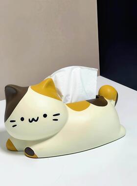 创意猫咪纸巾盒陶瓷卫生纸盒客厅可爱纸巾收纳盒桌面摆件2025新款