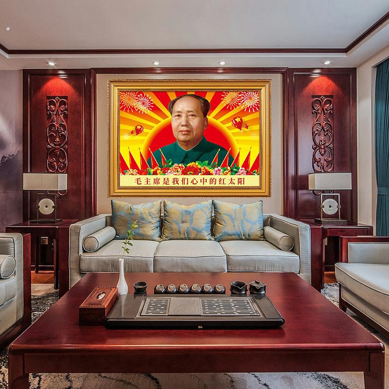 墙画摆件挂件摆台挂相像贴席客厅中堂玄关东像墙画住宅主卧带框画