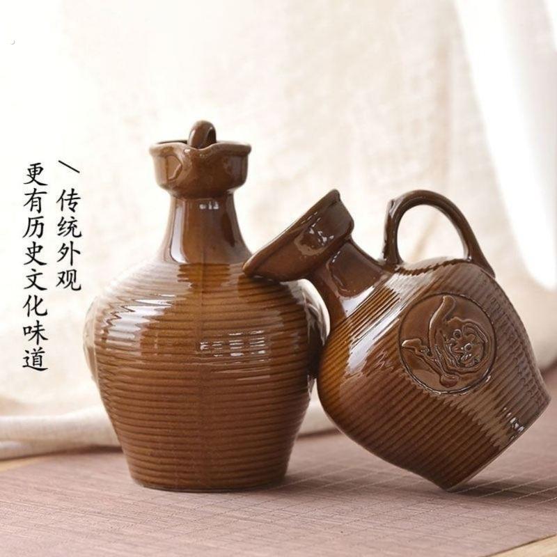 70年代老酒壶高级感装白酒老款酒壶上供陶瓷复古风把手酒瓶空瓶