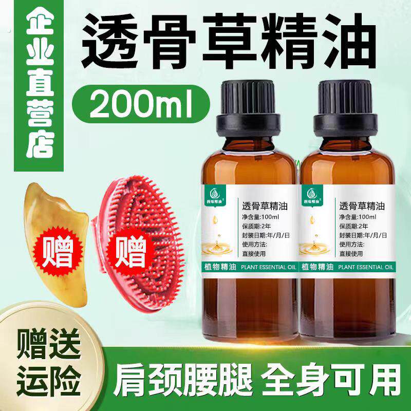 透骨草散结油通全身经络按摩肩颈腰腿开背透骨草发热精油刮痧植物