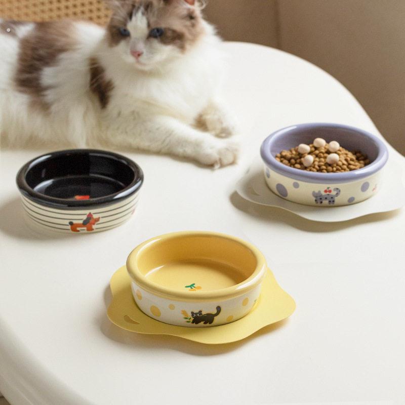 陶瓷猫碗猫食盆防打翻大口径小猫幼猫喝水碗宠物幼犬食盆防黑下巴
