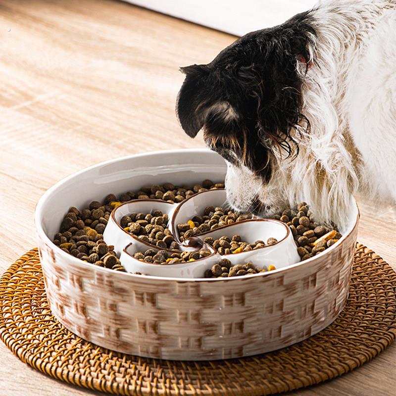 陶瓷狗碗防噎慢食碗中大型犬狗狗喂食器盆猫食盆防打翻宠物用品