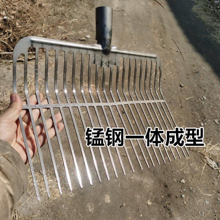 水田捞草沫叉子农具农用搂草耙子捞草沫子神器锰钢一体密齿铁扒子