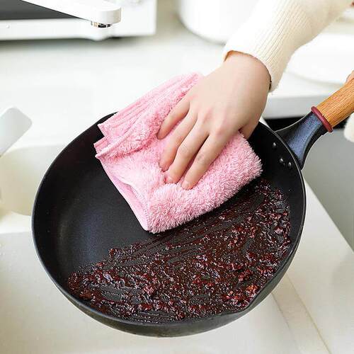 台专用抹布厨吸房水洗碗布家用加厚巾抹布2103基不掉毛灶清洁本布