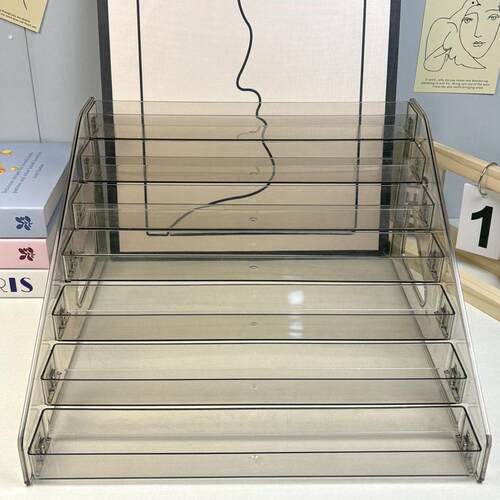 吧唧收纳盒展示盒桌面展示架明信片谷子徽章透明架子卡片置物架