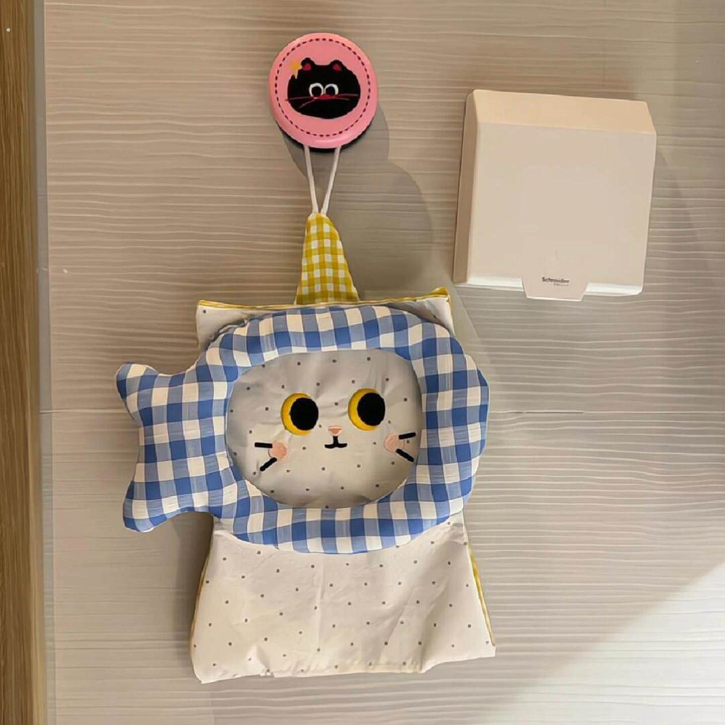 可爱小猫纸巾盒悬挂式化妆室卫生纸盒家用客厅高颜值布艺纸巾挂袋