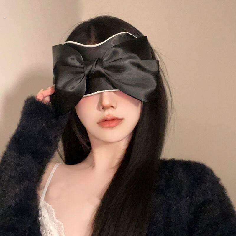 擦边眼罩仙女风可爱少女大蝴蝶结眼罩女神真丝午睡遮阳拍照神器睡