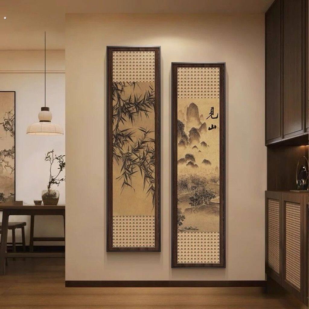 宋代美学玄关装饰画见山新中式走廊过道入户壁画背景墙中古风挂画