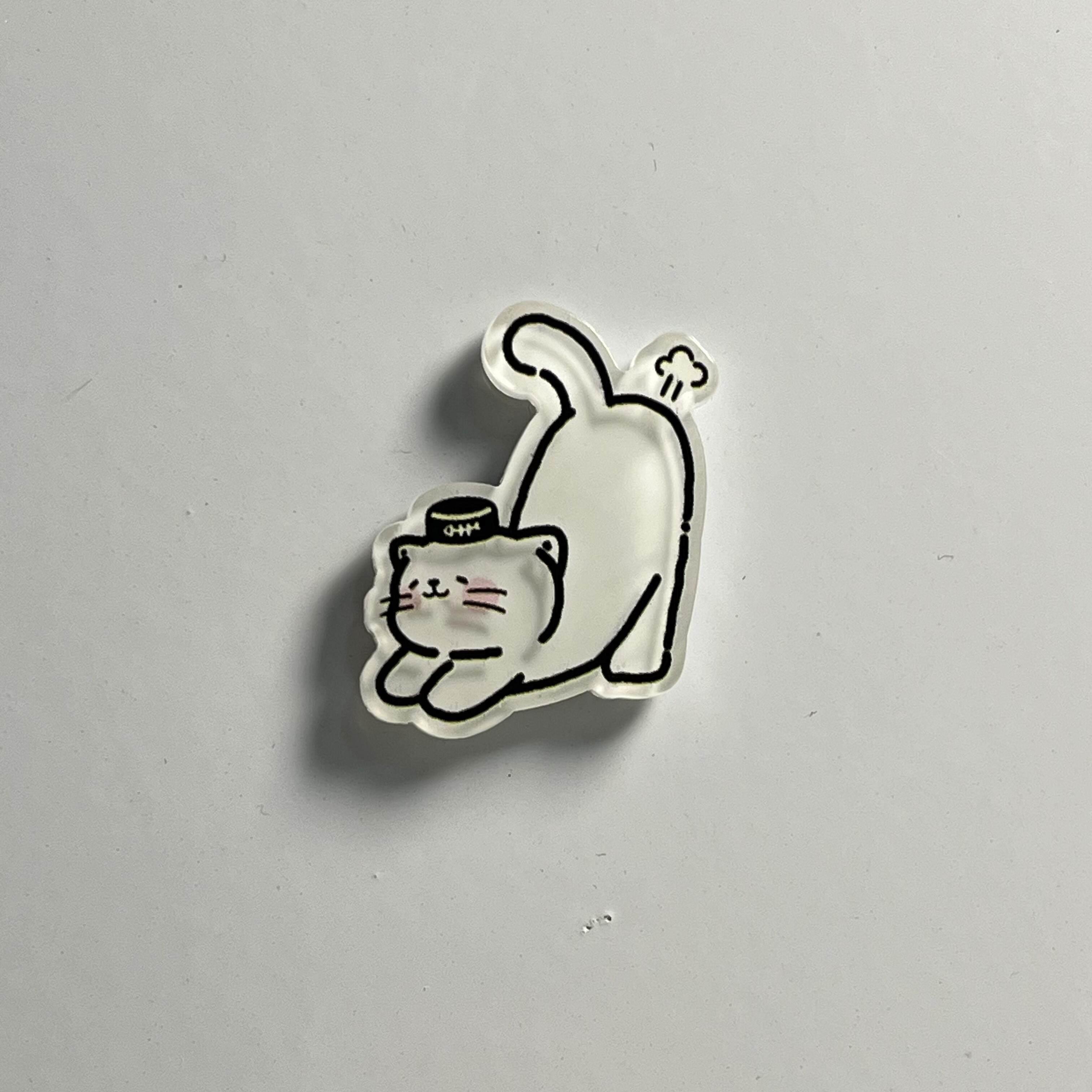 可爱线条猫咪磁吸装饰照片固定贴小猫咪冰箱贴磁铁压克力装饰磁性