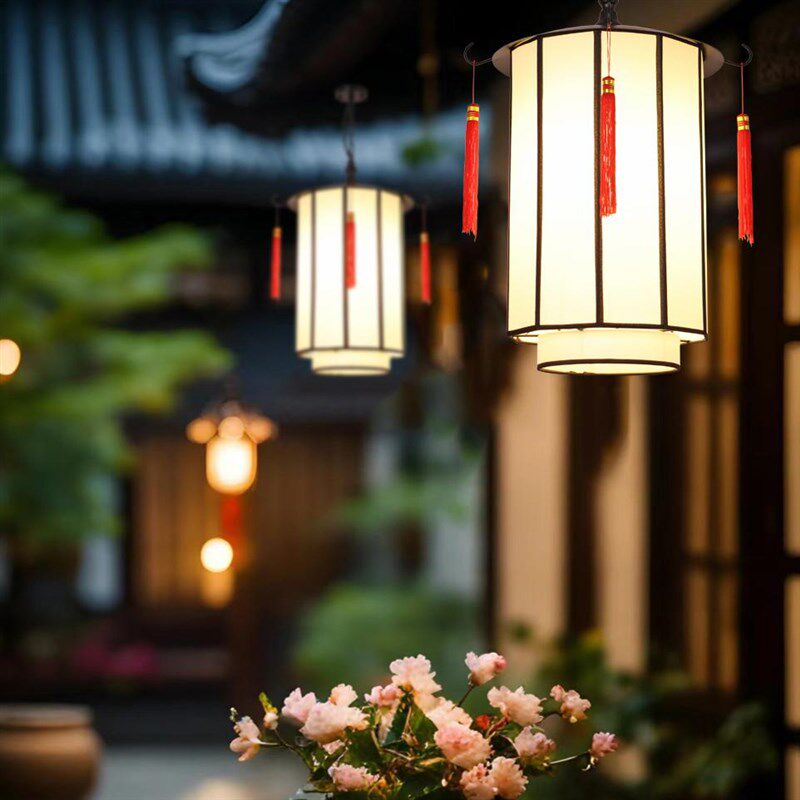 新中式户外吊灯火锅店门头别墅庭院走廊中国风仿水串联红店面灯笼