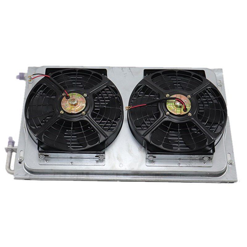 货车空调冷凝器总成12v24v挖掘机汽车改装通用型散热网电子扇风机