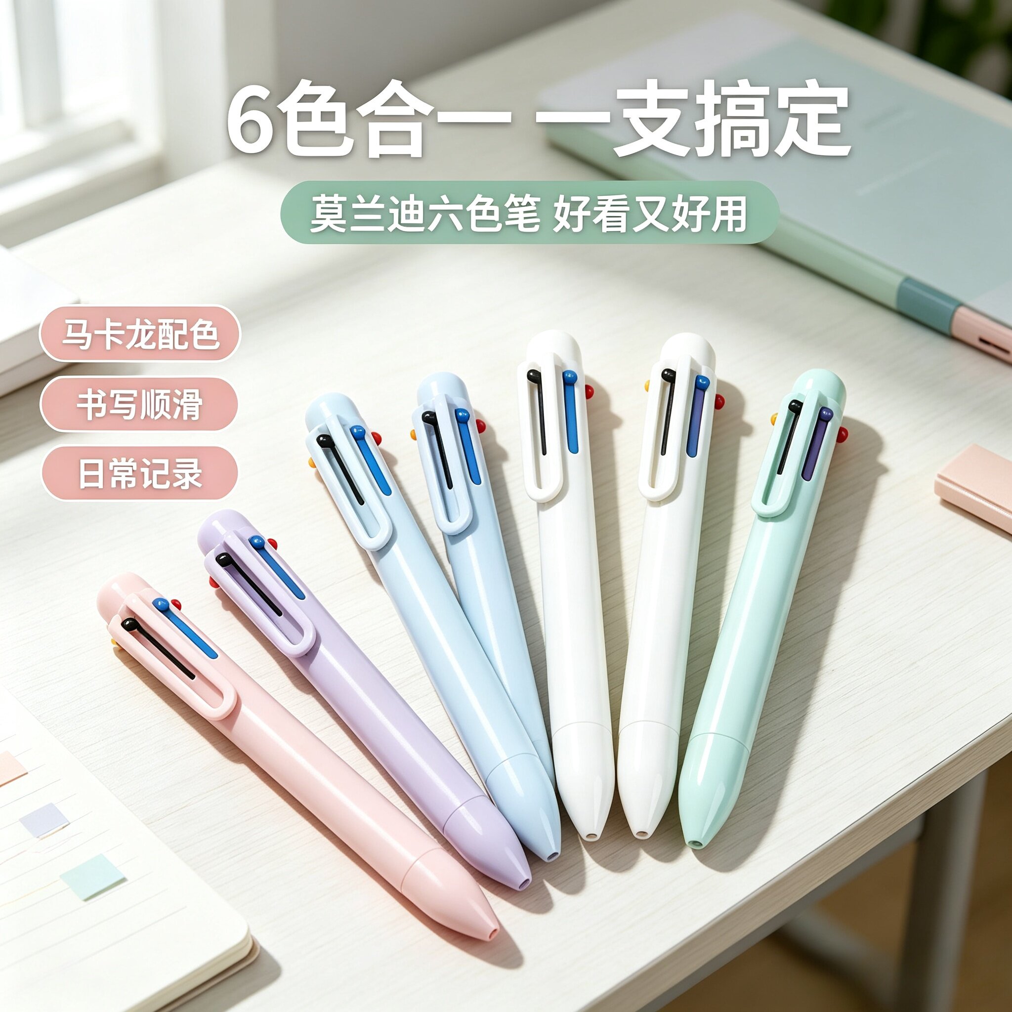 【下单立减50】多色笔按动中性笔多色学生用分类标记速干中性笔WT