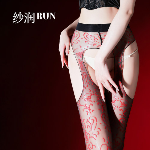 超薄丝滑极光透视开裆免脱连裤袜