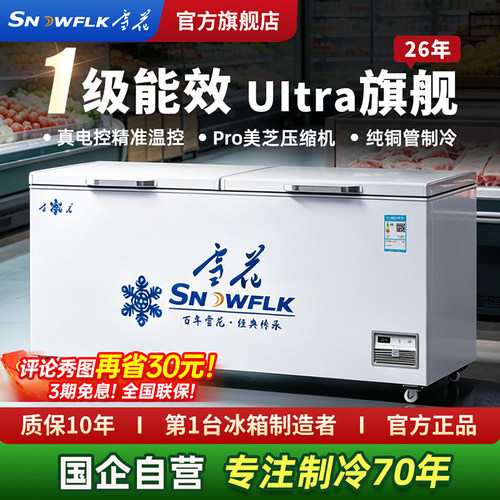 【国企制造】雪花商用冷藏冷冻单双温大冰柜