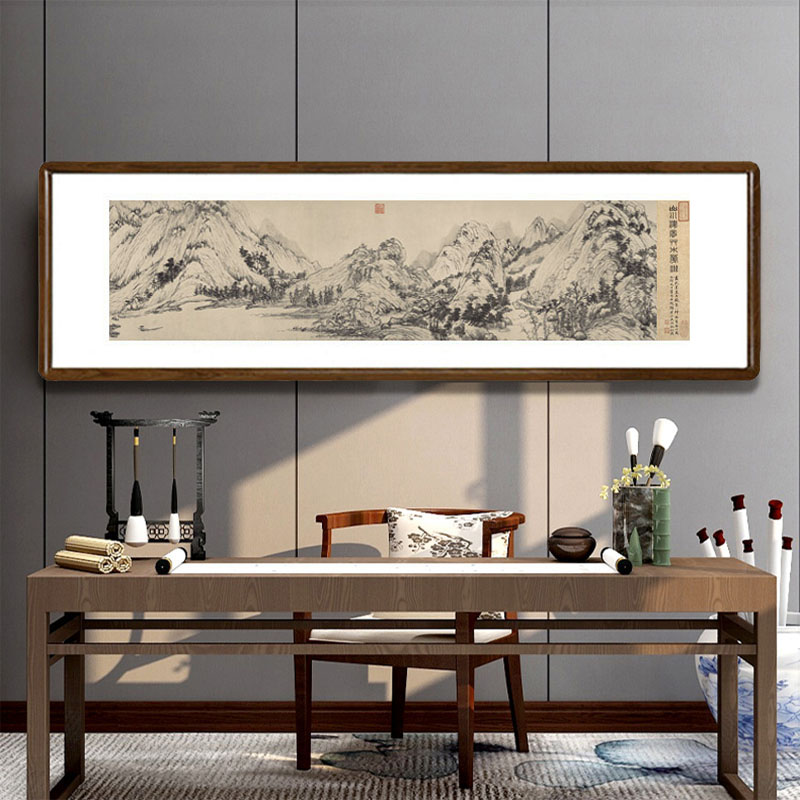 富春山居图国画山水画靠山中式客厅装饰画书房餐厅办公室聚财字画