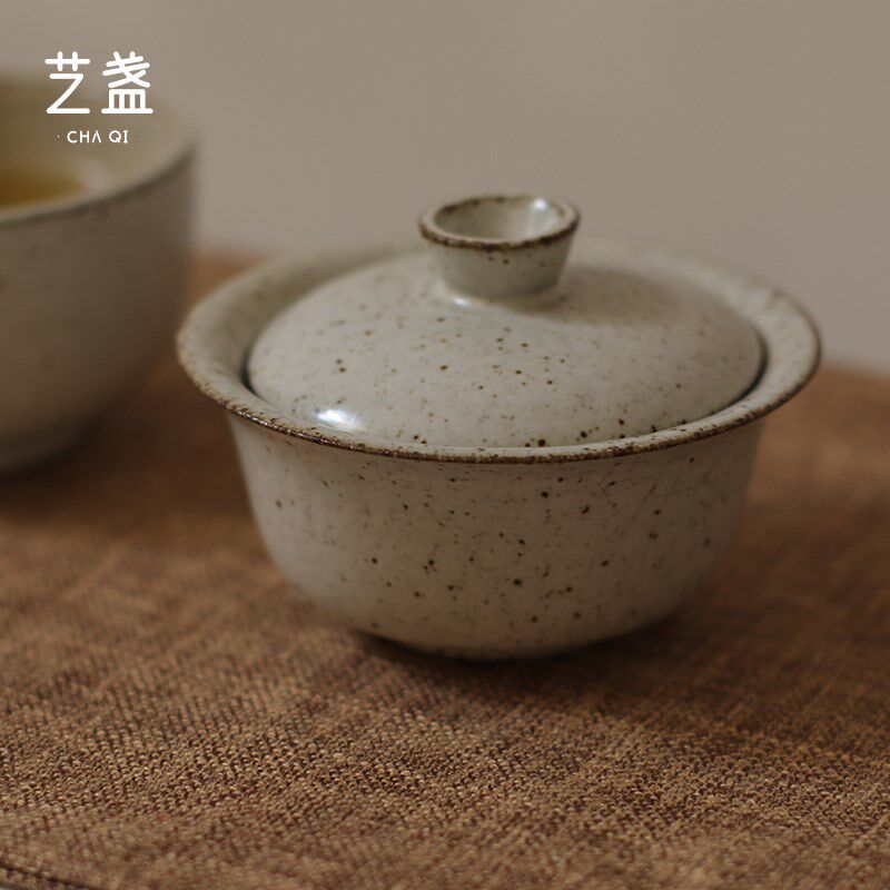 艺盏手工拉胚陶瓷盖碗茶杯小号女士用单个复古功夫茶具防烫泡茶碗