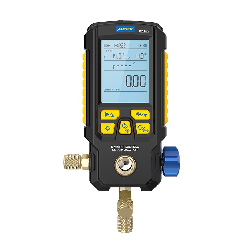 AUTOOL LM130智能冷媒表汽车空调加氟表雪种压力表保压测漏工具