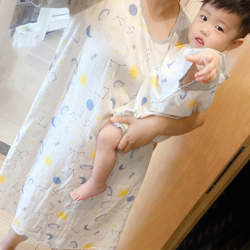 亲子睡衣!超级亲肤!竹棉纱布家居服宝宝夏季睡袋睡裙分房睡神器