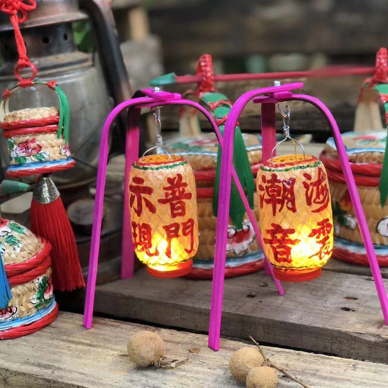 传统潮汕竹编油纸迷你大小灯笼车载挂饰摆件一文字定制