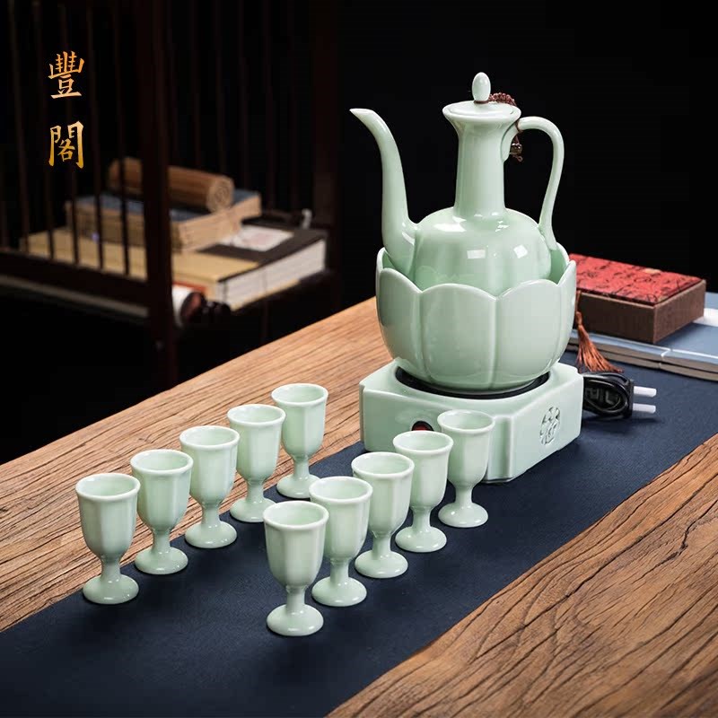 陶瓷温酒器烫酒壶家用黄酒加热酒器煮酒温酒壶恒温酒碗煮老酒器碗