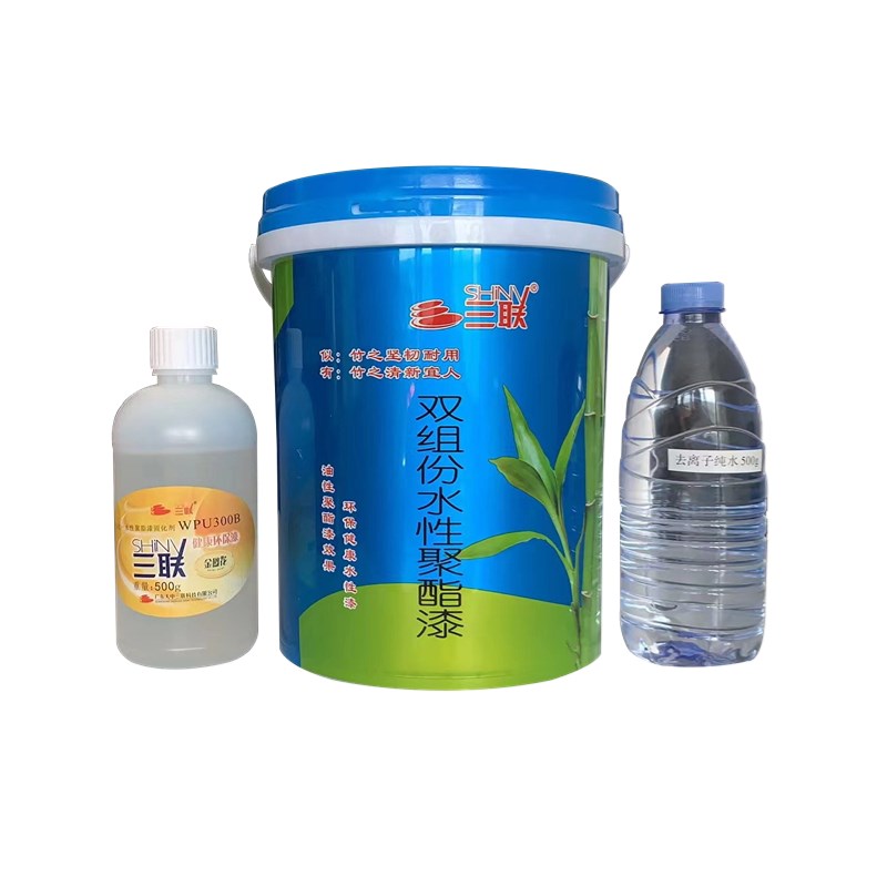 三联水性聚酯木地板漆高硬度耐磨透明白色衣柜木窗户家具翻新环保