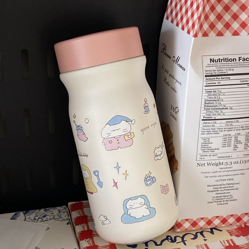 粉色可爱小猫316不锈钢保温杯 星星便携卡通猫咪水杯随手杯车载杯