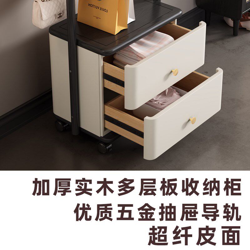 白蜡木衣帽架落地全实木收纳箱挂衣服架子卧室客厅可移动挂衣架