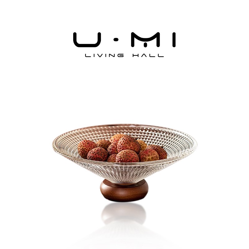 U Mi LIVING  秋水  果盘客厅家用法式糖果盘玻璃茶几零食托盘