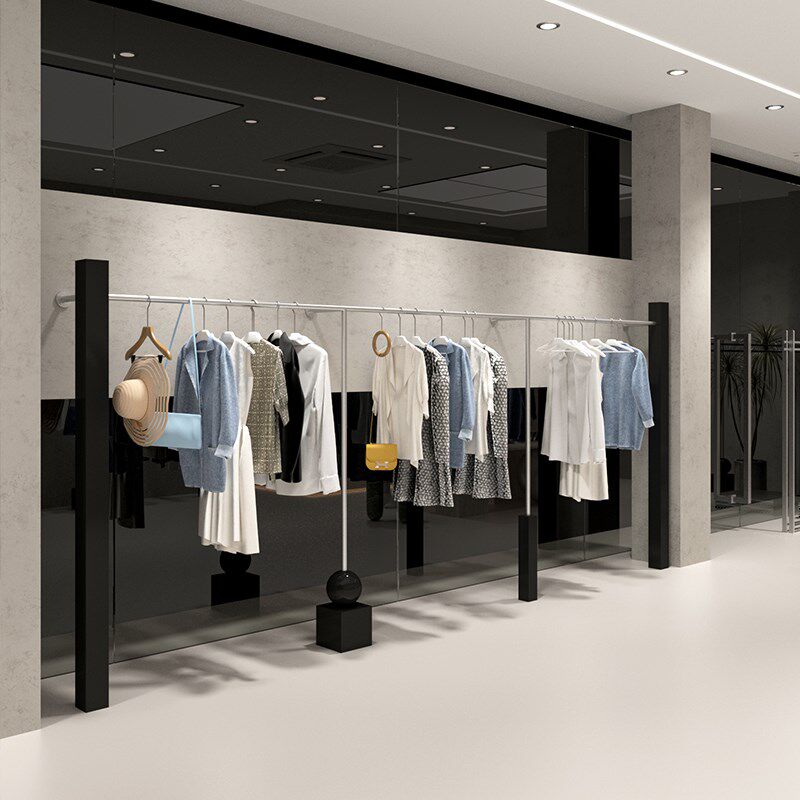 服装店展示架专用货架不锈钢配黑上墙网红挂衣架陈列侧挂架女装店