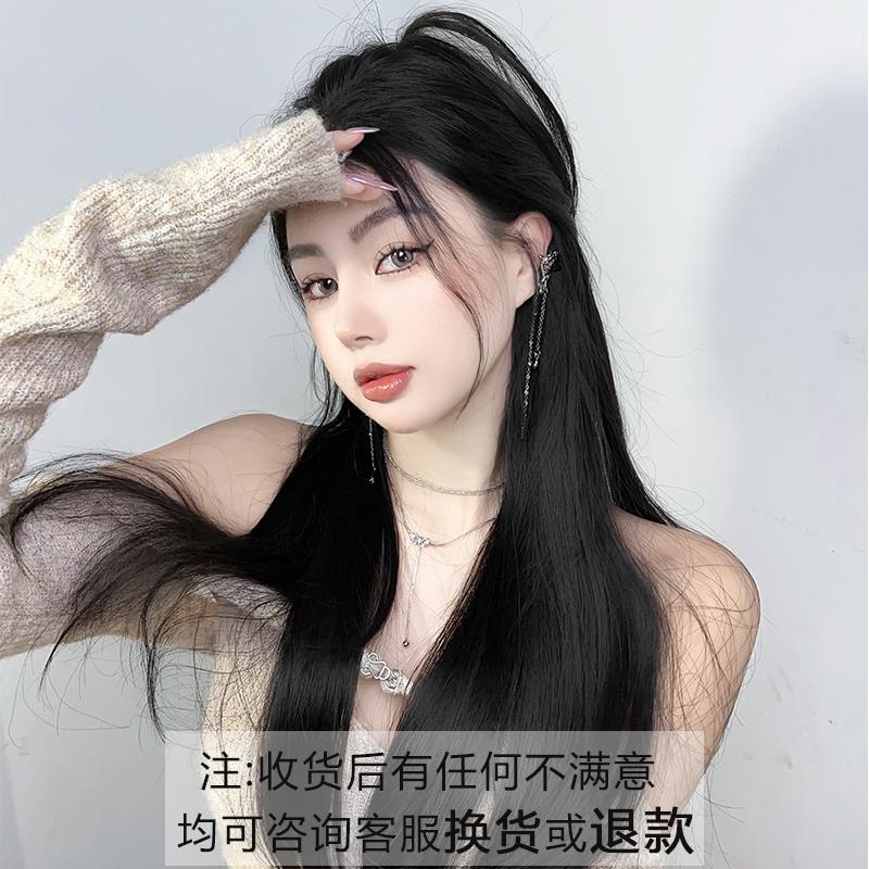 三片式假发片长直发韩式微卷发尾接发片假发女长发自然蓬松增发量