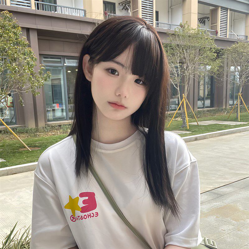 纤韵佳人假发女中长发空气刘海自然假发套学生修脸锁骨发全头套式