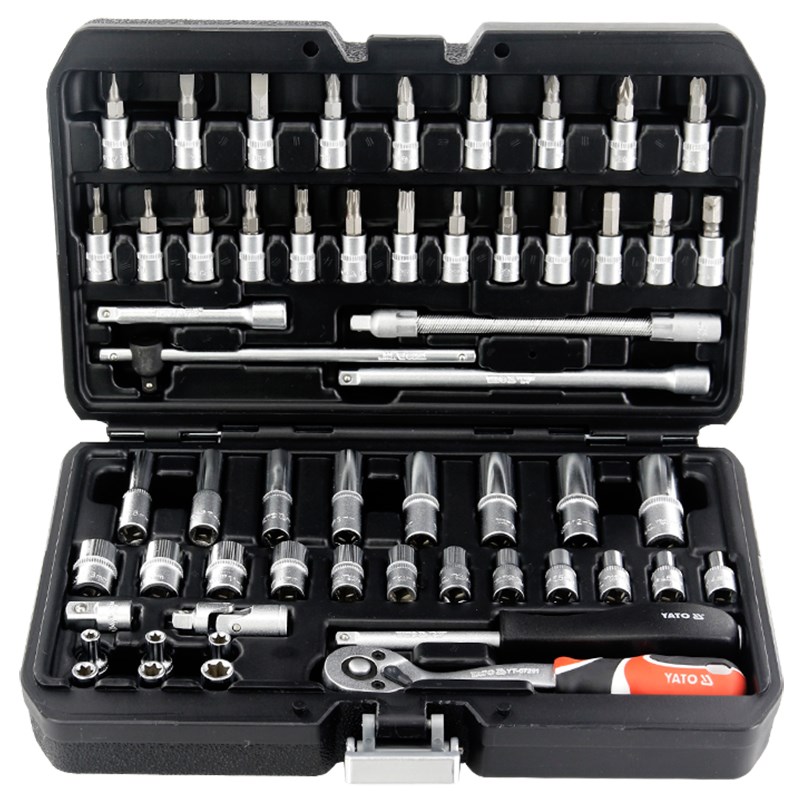 YATO棘轮套筒扳手工具箱套装多功能六角快速扳手1/4小飞压批套筒