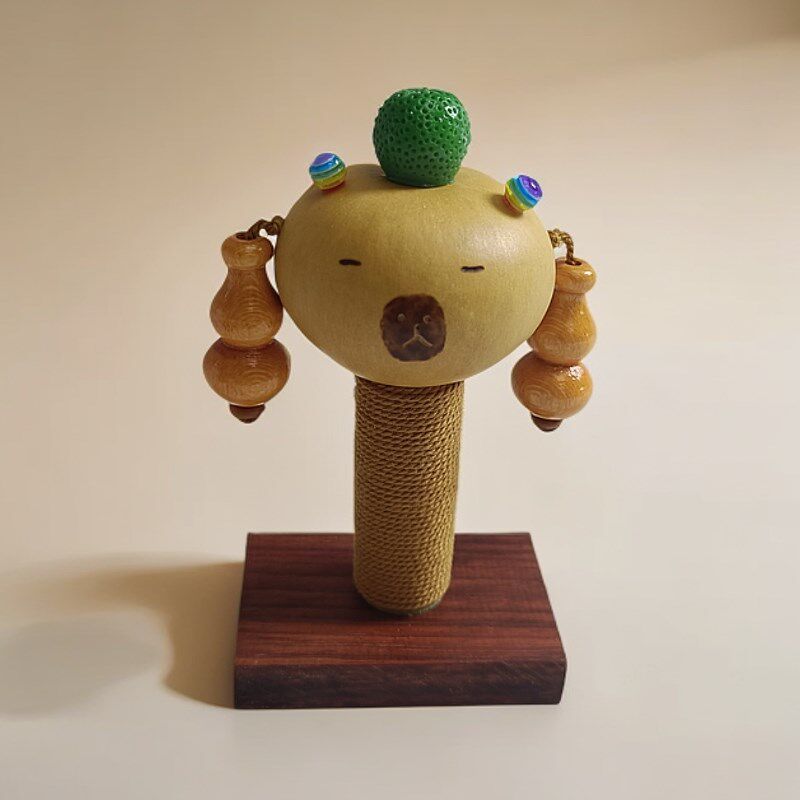 天然葫芦拨浪鼓幼儿抓握益智玩具宝宝摇铃成人解压神器纯手工定制
