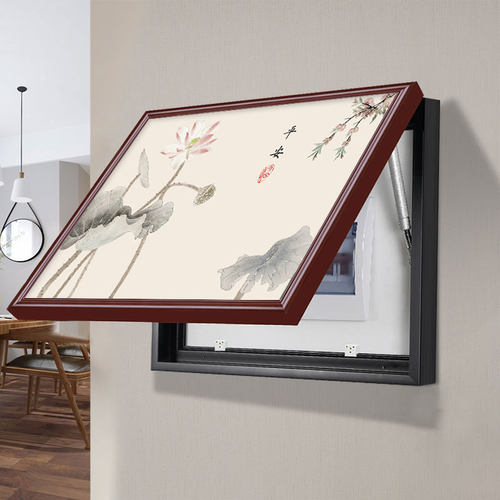 电表箱装饰画免打孔遮挡配电箱电闸盒新中式风格餐厅空开箱推拉式