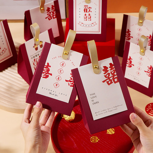 喜糖盒2023新款结婚糖盒婚礼订婚喜糖袋子伴手礼盒空盒装糖果盒子