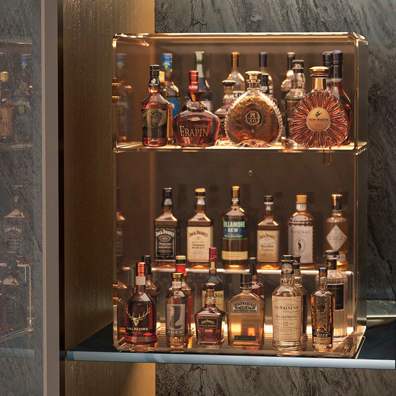 酒架置物架酒柜分层展示架吧台红酒柜高颜值洋酒架亚克力防尘收纳