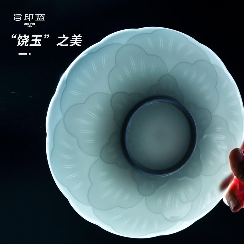 景德镇陶瓷餐具套装碗盘子高级感家用中式面碗釉下彩盘子乔迁送礼
