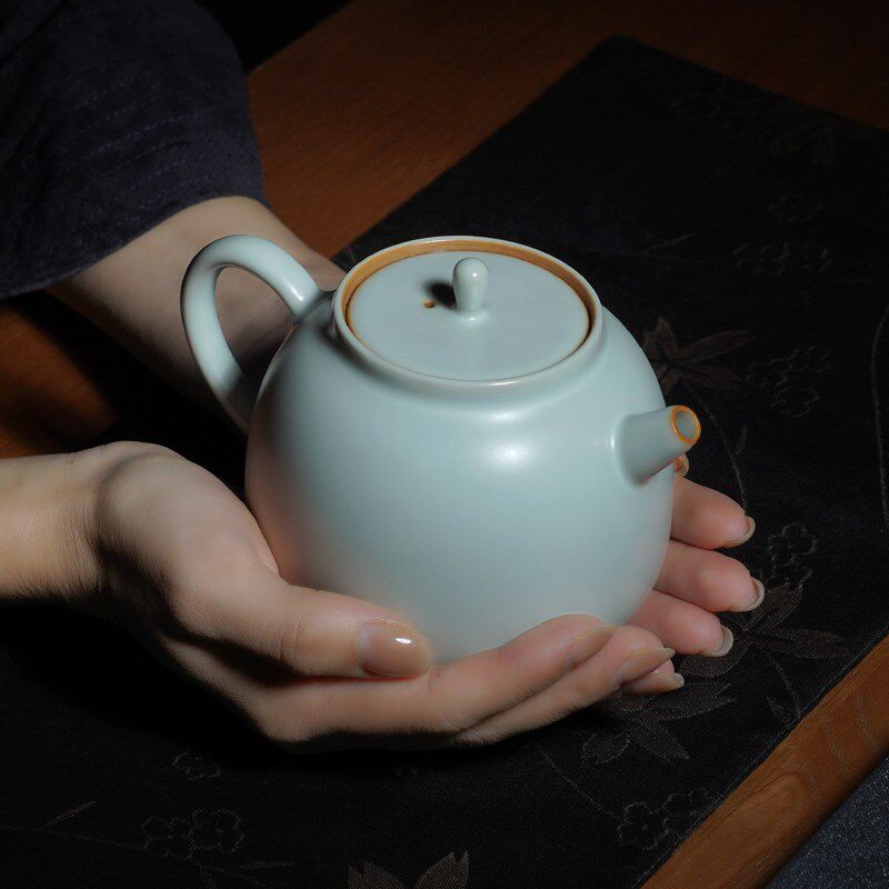 汝窑云见壶复古泡茶壶单壶家用景德镇陶瓷功夫茶具汝瓷送长辈礼品