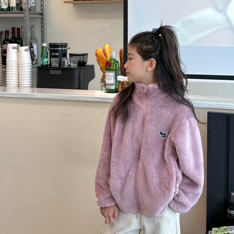 女童毛毛外套2023秋冬新款中大童双面摇粒绒加绒加厚儿童皮草上衣