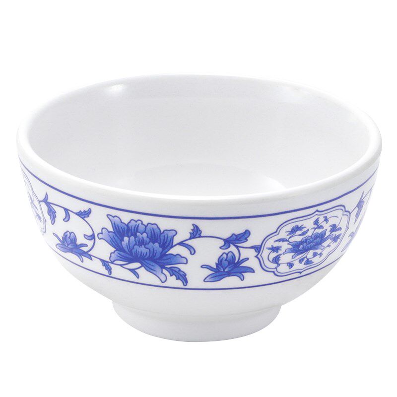 A5密胺小碗商用青花中式酒店饭店餐具米饭碗快餐厅汤碗粥碗塑料碗
