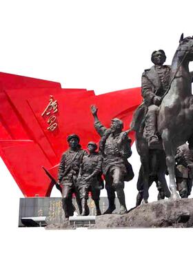 玻璃钢冲锋战士红军八路军英雄人物雕塑红色文化主题公园铸铜定制