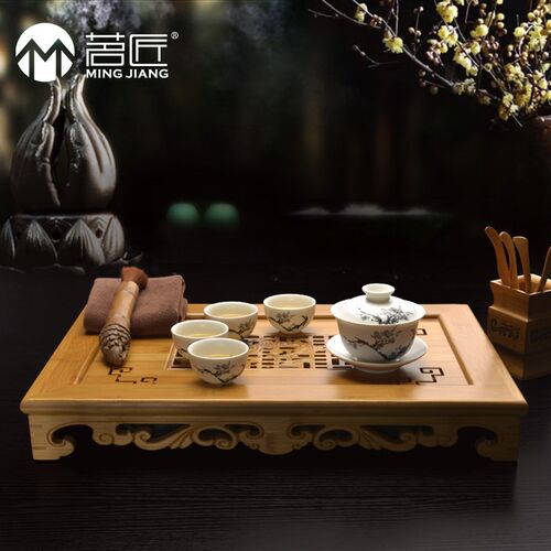 茗匠龙腾排储水式竹制茶盘龙年礼功夫茶具两用茶海泡茶台托盘茶托