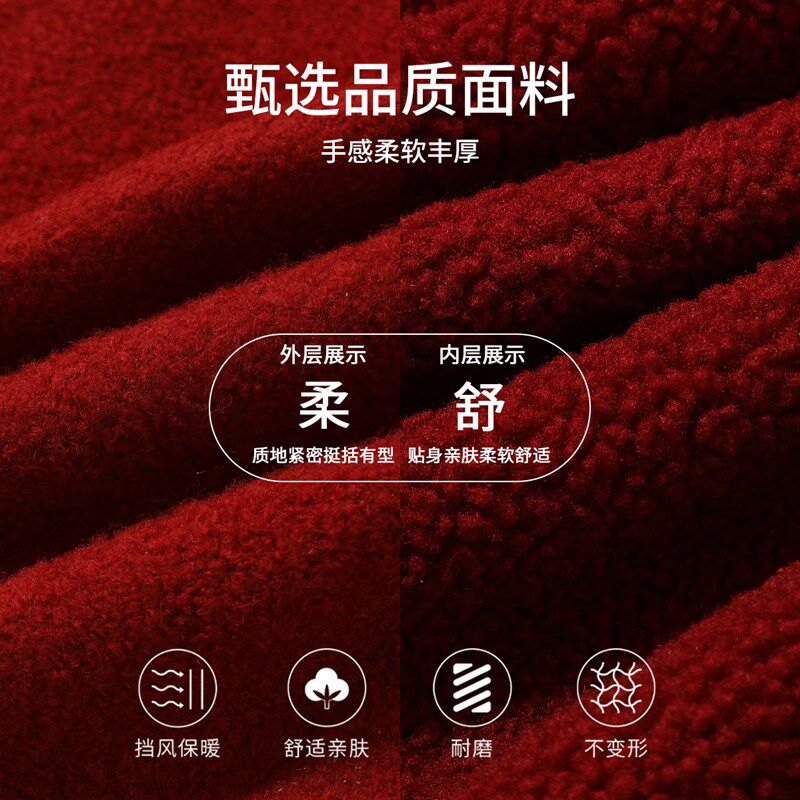 沫沫童装冬装女童新年外套2024秋冬季新款儿童拜年红色牛角扣大衣