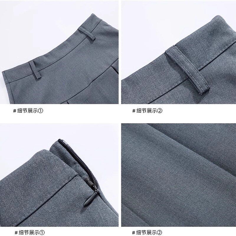 灰色半身裙女夏季2025新款高腰显瘦a字裙小个子中长款西装百褶裙