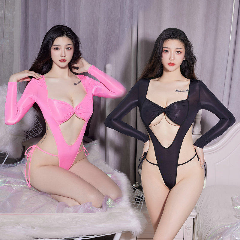 长袖塑身连体衣紧身衣女士性感比基尼高叉连体衣连身衣内衣三点式